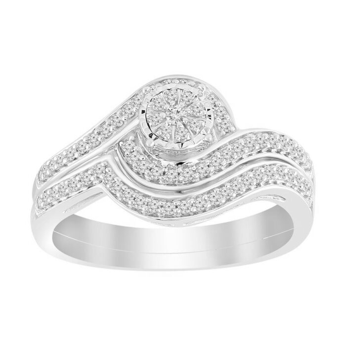 LADIES BIRDAL RING 0.33CT ROUND DIAMOND 10K WHITE GOLD - Image 1