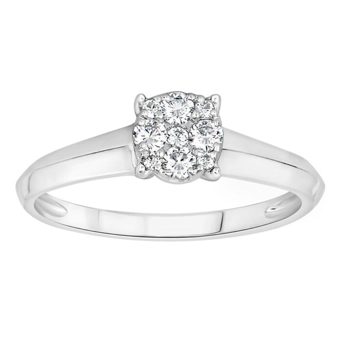 LADIES RING 0.33CT ROUND DIAMOND 10K WHITE GOLD - Image 1
