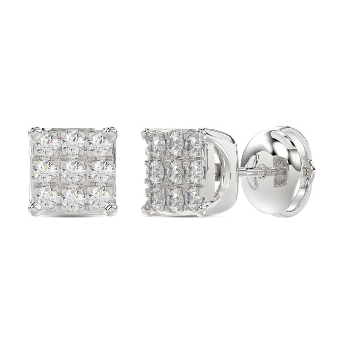 LADIES EARRING 0.25CT ROUND DIAMOND 10K WHITE GOLD - Image 3
