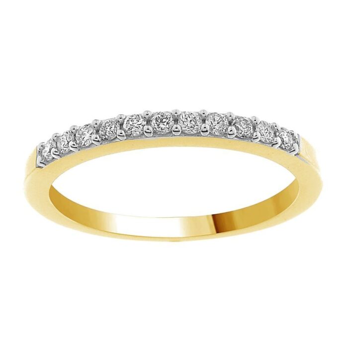 LADIES BAND 0.15CT ROUND DIAMOND 14K YELLOW GOLD - Image 1