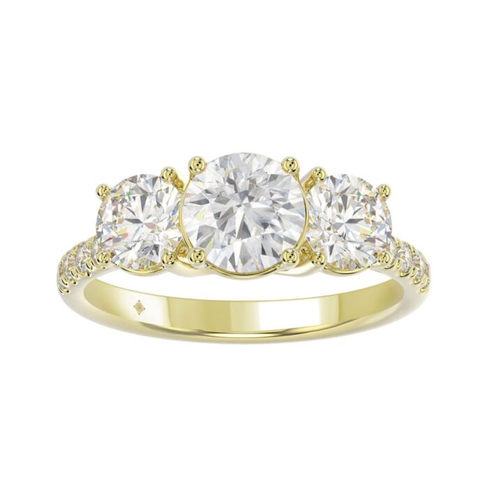 LADIES RING 2CT ROUND DIAMOND 14K YELLOW GOLD (CENTER STONE ROUND DIAMOND 1CT ) - Image 1