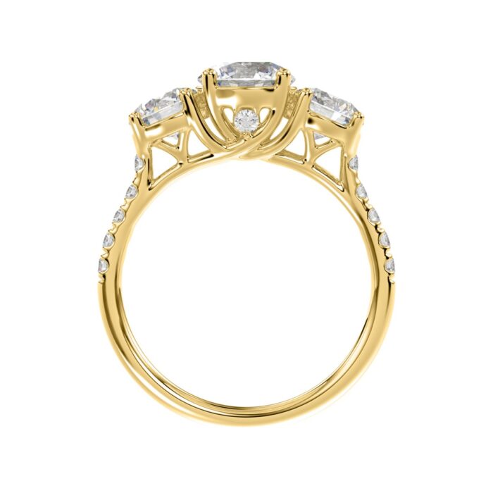 LADIES RING 2CT ROUND DIAMOND 14K YELLOW GOLD (CENTER STONE ROUND DIAMOND 1CT ) - Image 2