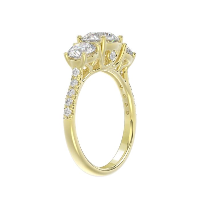 LADIES RING 2CT ROUND DIAMOND 14K YELLOW GOLD (CENTER STONE ROUND DIAMOND 1CT ) - Image 3