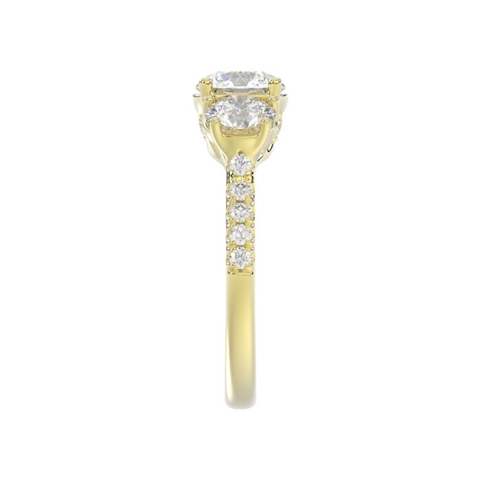 LADIES RING 2CT ROUND DIAMOND 14K YELLOW GOLD (CENTER STONE ROUND DIAMOND 1CT ) - Image 4