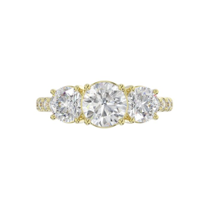 LADIES RING 2CT ROUND DIAMOND 14K YELLOW GOLD (CENTER STONE ROUND DIAMOND 1CT ) - Image 5