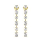 LADIES LINEAR EARRINGS 4 1/2CT OVAL/ROUND DIAMOND 14K YELLOW GOLD