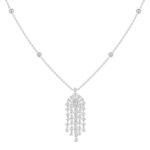 LADIES NECKLACE 7 1/2CT ROUND/PEAR/EMERALD DIAMOND 14K WHITE GOLD