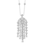 LADIES NECKLACE 7 1/2CT ROUND/PEAR/EMERALD DIAMOND 14K WHITE GOLD - Image 3
