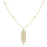 LADIES NECKLACE 7 1/2CT ROUND/PEAR/EMERALD DIAMOND 14K YELLOW GOLD - Image 2