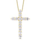LADIES PENDANT WITH CHIAIN 3CT ROUND DIAMOND 14K YELLOW GOLD