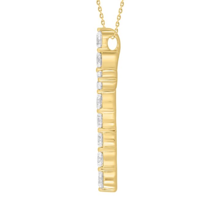 LADIES PENDANT WITH CHIAIN 3CT ROUND DIAMOND 14K YELLOW GOLD - Image 2