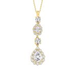 LADIES PENDANT WITH CHAIN 2CT PEAR/ROUND/OVAL DIAMOND 14K YELLOW GOLD