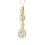 LADIES PENDANT WITH CHAIN 2CT PEAR/ROUND/OVAL DIAMOND 14K YELLOW GOLD - Image 2