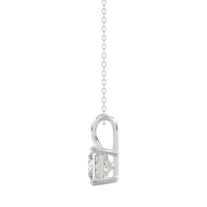 LADIES SOLITAIRE PENDANT WITH CHAIN 2CT PRINCESS DIAMOND 14K WHITE GOLD - Image 2