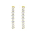 LADIES HOOP EARRINGS 5CT ROUND DIAMOND 14K YELLOW GOLD