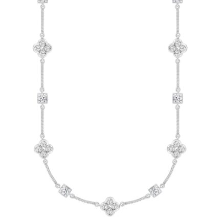 LADIES NECKLACE 5 1/2CT ROUND/PRINCESS DIAMOND 14K WHITE GOLD