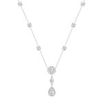 LADIES NECKLACE 2 3/4CT ROUND/PEAR DIAMOND 14K WHITE GOLD (CENTER STONE ROUND/PEAR DIAMOND 1/2CT 1/2CT )