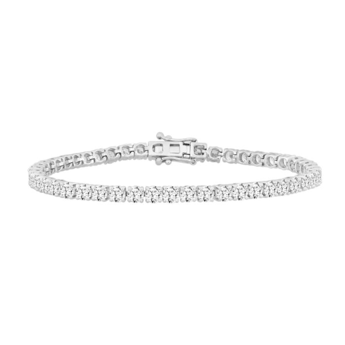 LADIES BRACELET 7CT ROUND DIAMOND 14K WHITE GOLD - Image 1