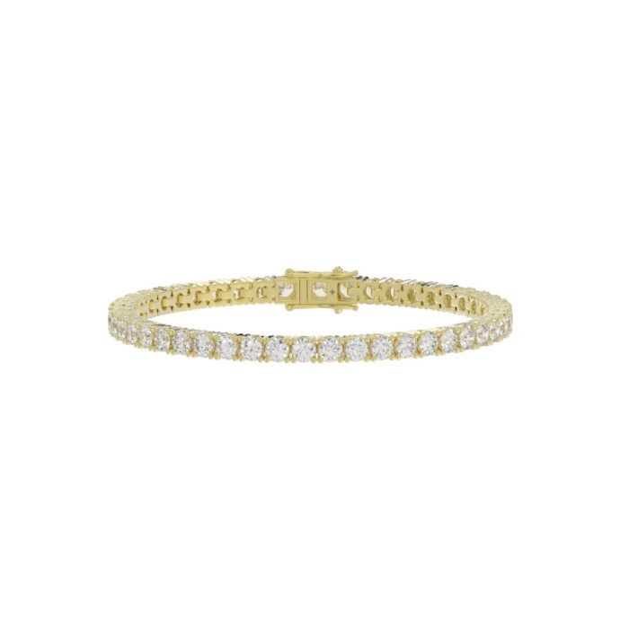 LADIES BRACELET 9CT ROUND DIAMOND 14K YELLOW GOLD - Image 1