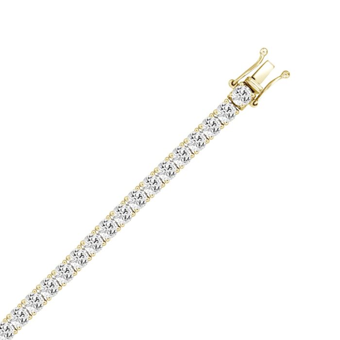 LADIES BRACELET 9CT ROUND DIAMOND 14K YELLOW GOLD - Image 2