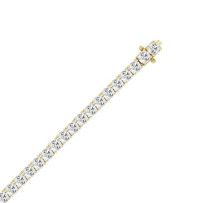 LADIES BRACELET 9CT ROUND DIAMOND 14K YELLOW GOLD - Image 3