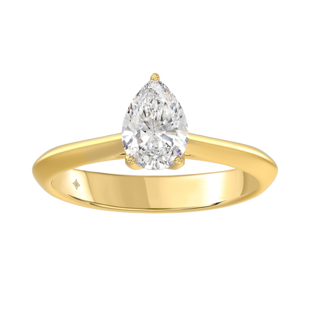LADIES SOLITAIRE RING 1CT PEAR DIAMOND 14K YELLOW GOLD - Image 1