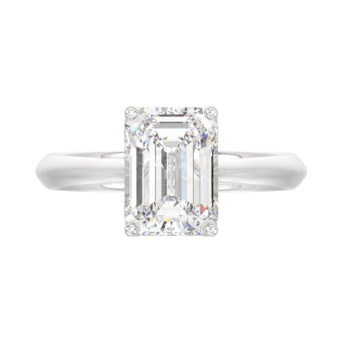 LADIES SOLITAIRE RING 3CT EMERALD DIAMOND 14K WHITE GOLD (CENTER STONE EMERALD DIAMOND 3CT ) - Image 5