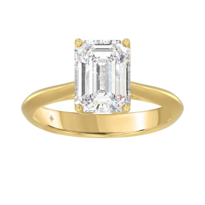 LADIES SOLITAIRE RING 3CT EMERALD DIAMOND 14K YELLOW GOLD (CENTER STONE EMERALD DIAMOND 3CT ) - Image 1