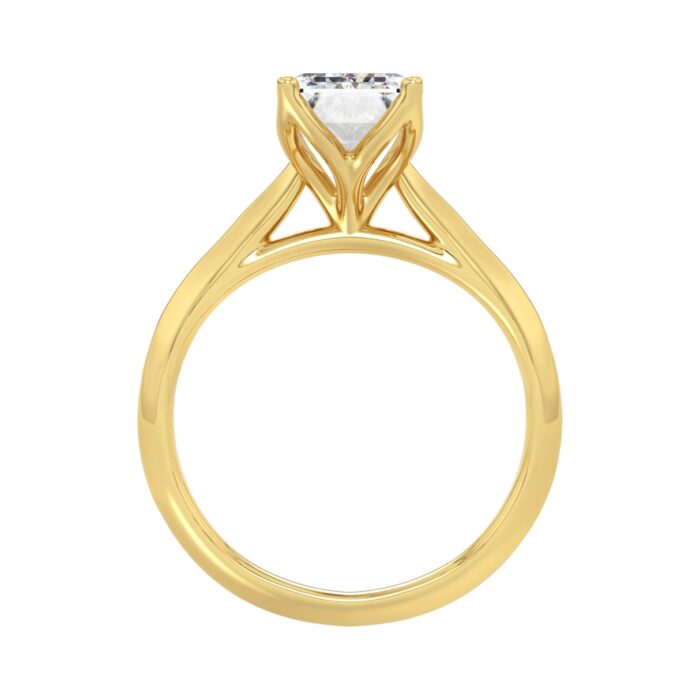 LADIES SOLITAIRE RING 3CT EMERALD DIAMOND 14K YELLOW GOLD (CENTER STONE EMERALD DIAMOND 3CT ) - Image 2