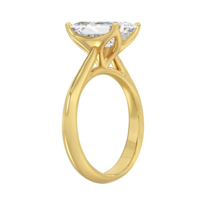 LADIES SOLITAIRE RING 3CT EMERALD DIAMOND 14K YELLOW GOLD (CENTER STONE EMERALD DIAMOND 3CT ) - Image 3