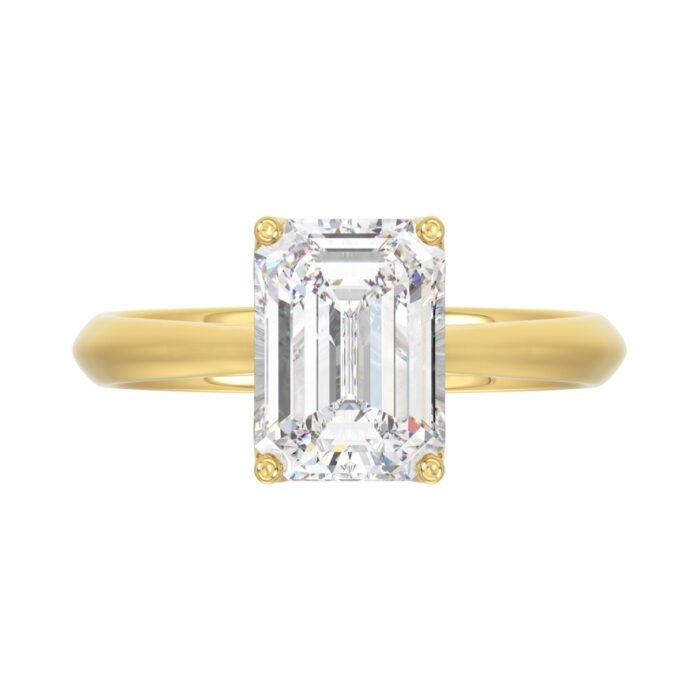 LADIES SOLITAIRE RING 3CT EMERALD DIAMOND 14K YELLOW GOLD (CENTER STONE EMERALD DIAMOND 3CT ) - Image 5