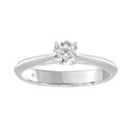 LADIES SOLITAIRE RING 1/2CT ROUND DIAMOND 14K WHITE GOLD