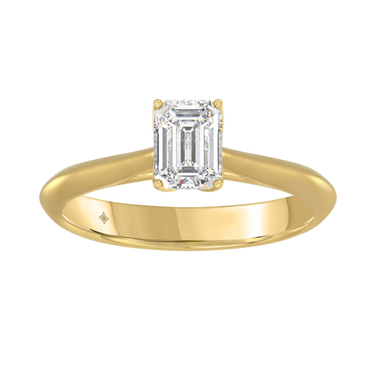LADIES SOLITAIRE RING 1CT EMERALD DIAMOND 14K YELLOW GOLD - Image 1