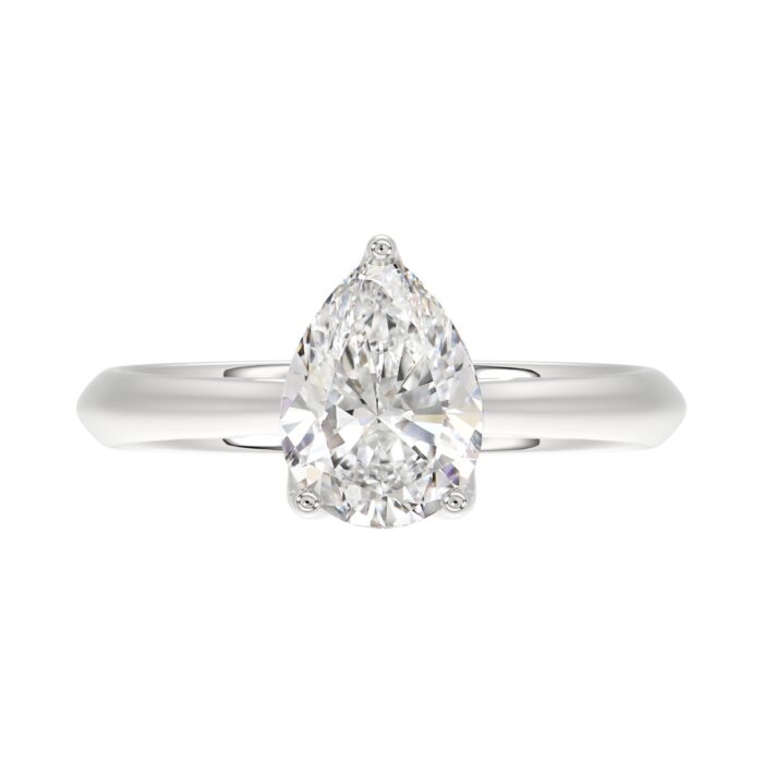 LADIES SOLITAIRE RING 2CT PEAR DIAMOND 14K WHITE GOLD - Image 5