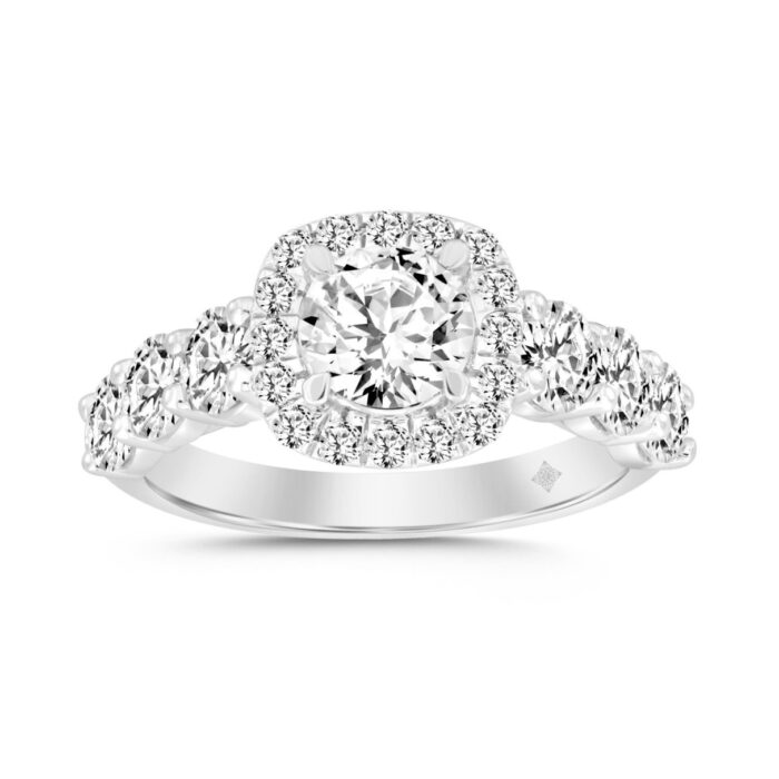 LADIES RING 2 3/4CT ROUND DIAMOND 14K WHITE GOLD (CENTER STONE ROUND DIAMOND 1CT ) - Image 1
