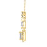 LADIES NECKLACE WITH CHAIN 1 1/2CT ROUND/PEAR/EMERALD DIAMOND 14K YELLOW GOLD - Image 2