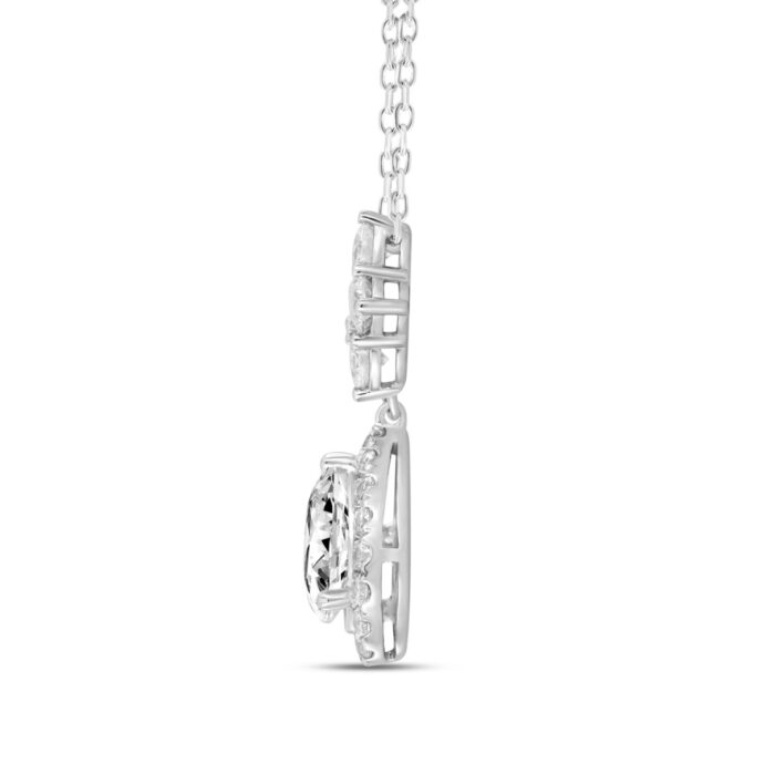 LADIES NECKLACE WITH CHAIN 2 1/2CT ROUND/PEAR DIAMOND 14K WHITE GOLD (CENTER STONE PEAR DIAMOND 1 1/2CT ) - Image 2