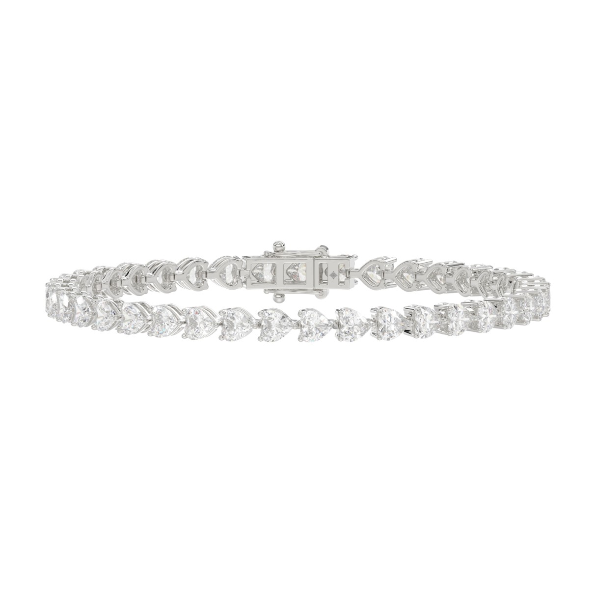 LADIES BRACELET 9CT HEART DIAMOND 14K WHITE GOLD - Image 1