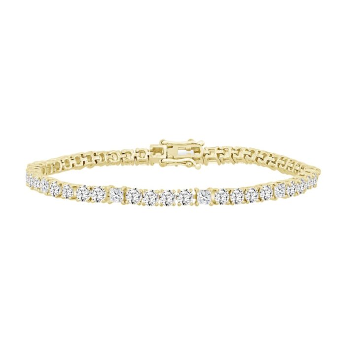 LADIES BRACELET 7 3/8CT PRINCESS/ROUND DIAMOND 14K YELLOW GOLD - Image 1