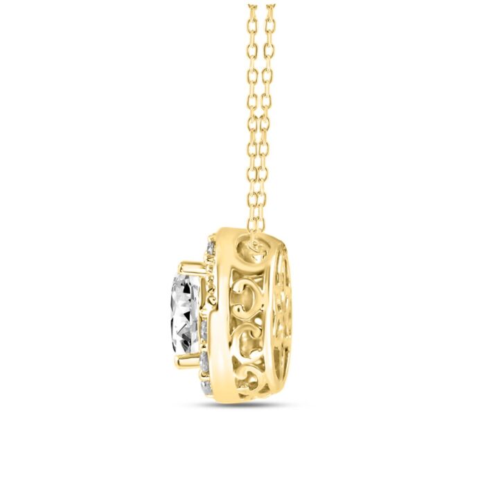 14K YELLOW GOLD 1.00CT ROUND/OVAL DIAMOND LADIES PENDANT WITH CHAIN (CENTER STONE OVAL DIAMOND 3/4CT) - Image 2