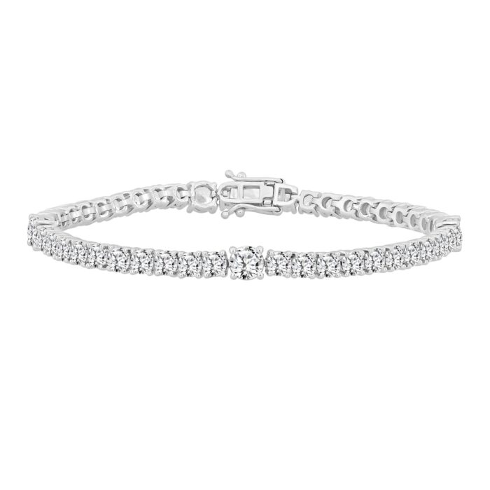 LADIES BRACELET 8 7/8CT ROUND DIAMOND 14K WHITE GOLD - Image 1