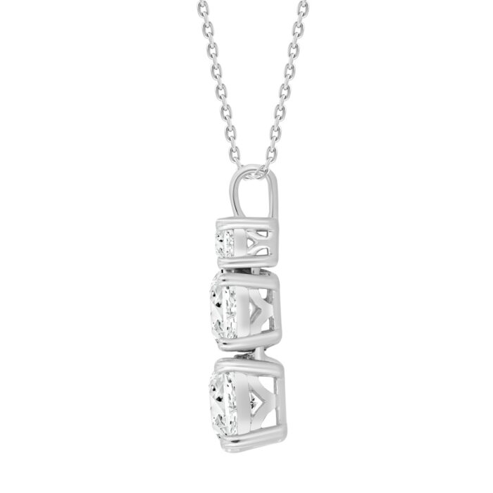 LADIES PENDANT WITH CHAIN 1 3/8CT ROUND/OVAL DIAMOND 14K WHITE GOLD (CENTER STONE OVAL DIAMOND 3/4CT) - Image 2