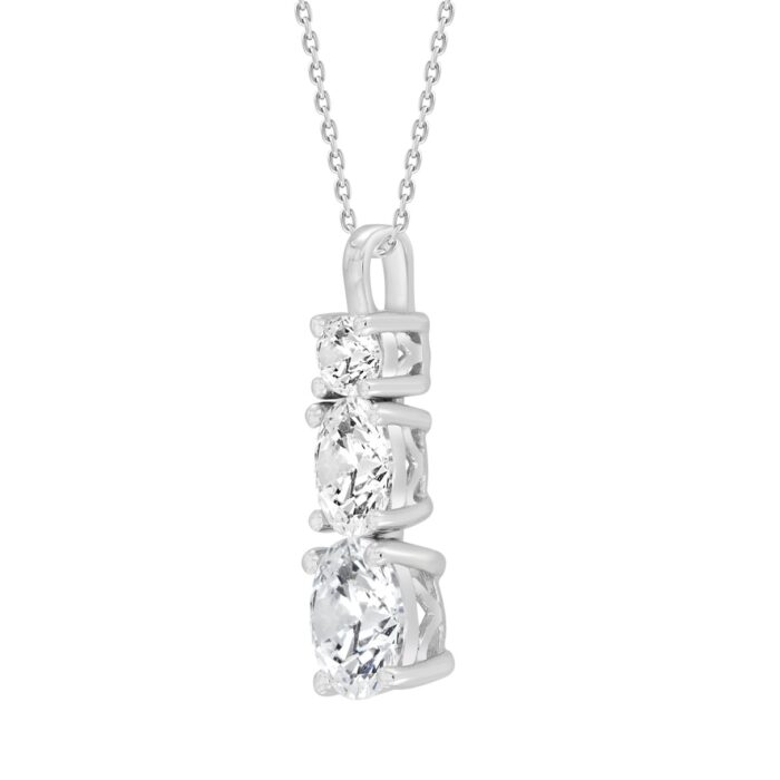 LADIES PENDANT WITH CHAIN 1 3/8CT ROUND/OVAL DIAMOND 14K WHITE GOLD (CENTER STONE OVAL DIAMOND 3/4CT) - Image 3