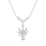 LADIES NECKLACE 3 3/4CT ROUND/PEAR/MARQUISE DIAMOND 14K WHITE GOLD