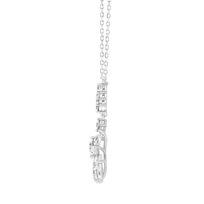LADIES NECKLACE 3 3/4CT ROUND/PEAR/MARQUISE DIAMOND 14K WHITE GOLD - Image 2
