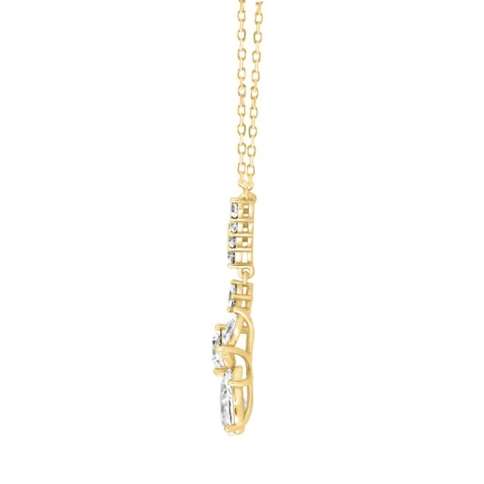 LADIES NECKLACE 3 3/4CT ROUND/PEAR/MARQUISE DIAMOND 14K YELLOW GOLD - Image 2
