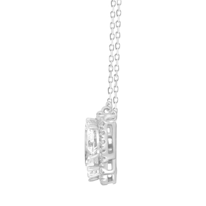 LADIES NECKLACE WITH CHAIN 3 1/2CT ROUND/PEAR/OVAL/COUSHION/EMERALD DIAMOND 14K WHITE GOLD - Image 2