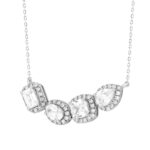 LADIES NECKLACE WITH CHAIN 3 1/2CT ROUND/PEAR/OVAL/COUSHION/EMERALD DIAMOND 14K WHITE GOLD - Image 3