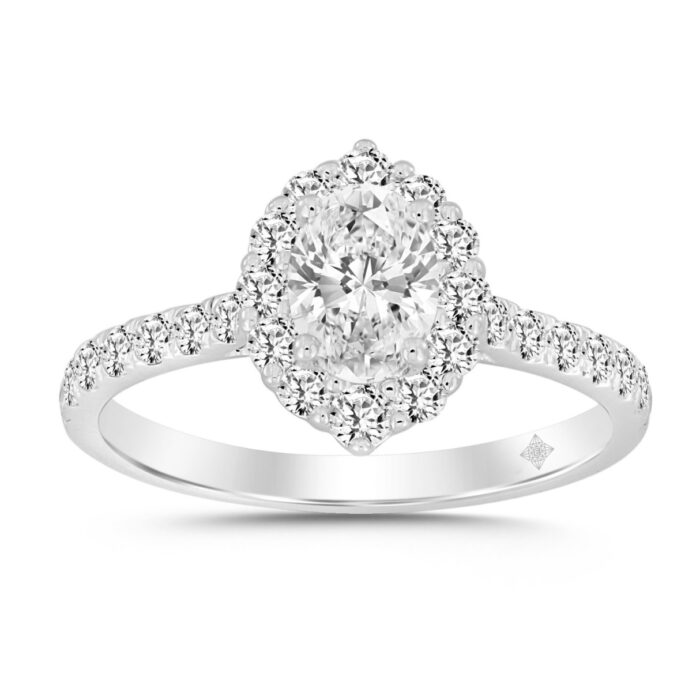 LADIES RING 1 1/4CT ROUND/OVAL DIAMOND 14K WHITE GOLD (CENTER STONE OVAL DIAMOND 5/8CT) - Image 1