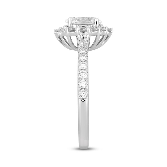 LADIES RING 1 1/4CT ROUND/OVAL DIAMOND 14K WHITE GOLD (CENTER STONE OVAL DIAMOND 5/8CT) - Image 3